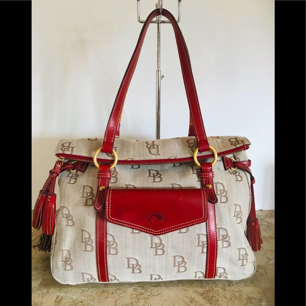 DOONEY AND BOURKE CANVAS/a JACQUARD LARGE SATCHEL